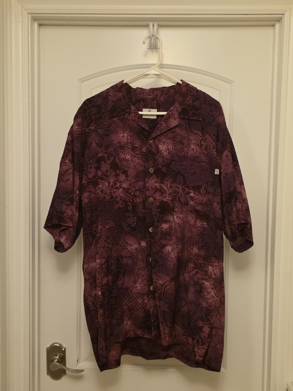 Tropical Purple Patterned Button-Up Shirt